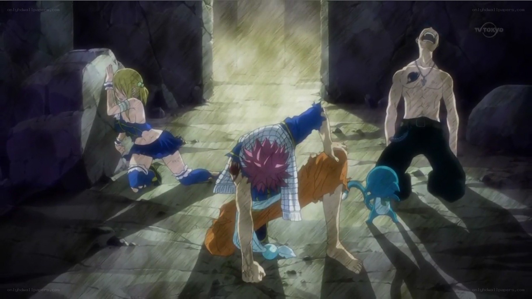 anime characters in cave