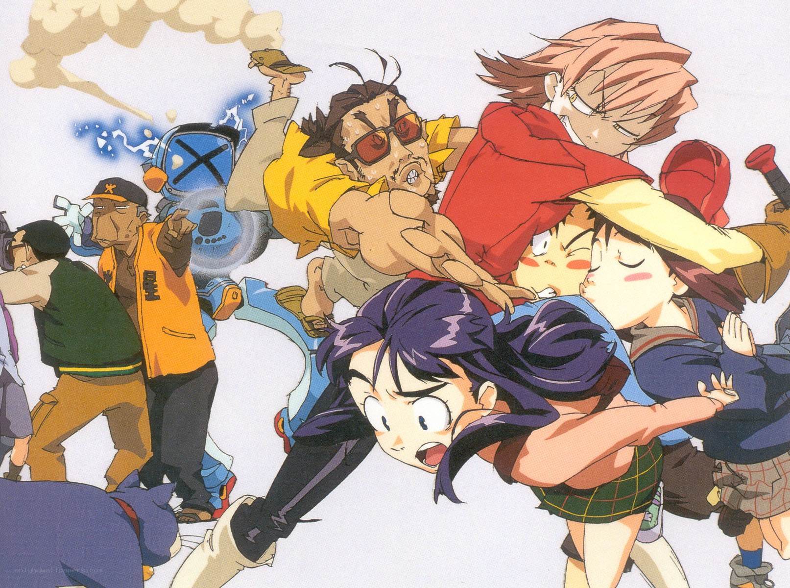 Anime characters in chaotic action