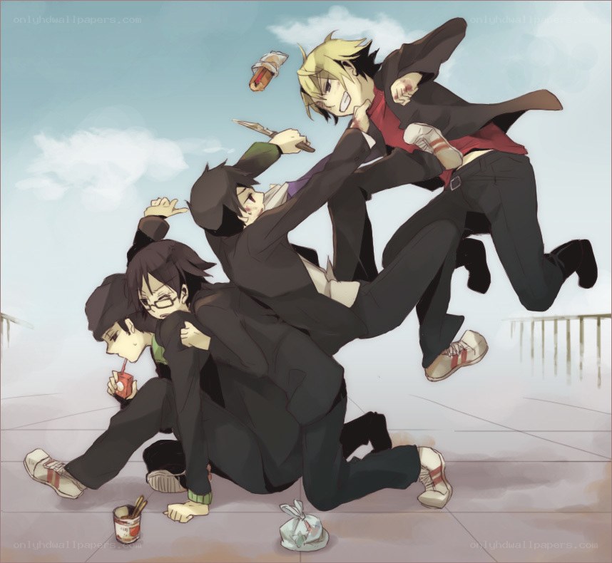 Anime characters in chaotic action