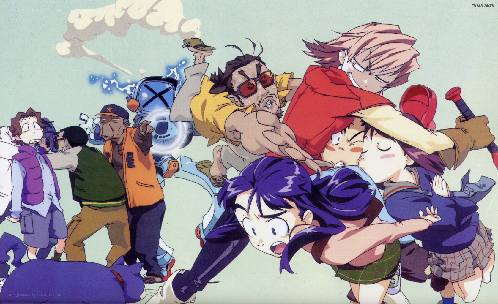 anime characters in chaotic action