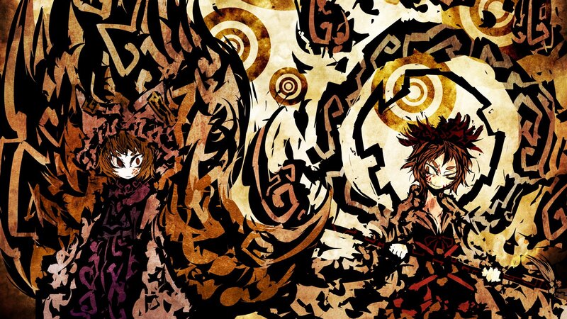 Anime characters in chaotic art