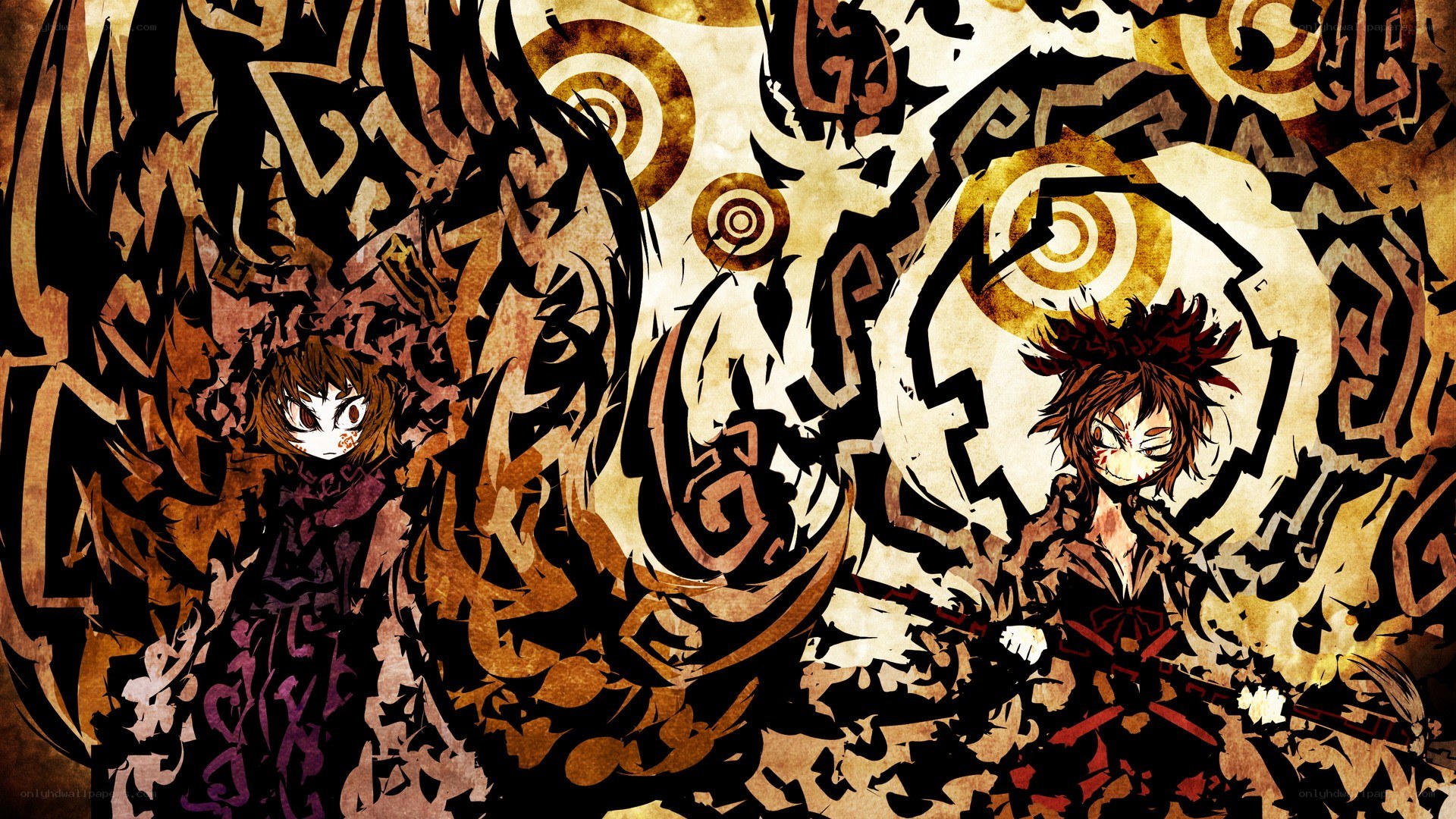 Anime characters in chaotic art