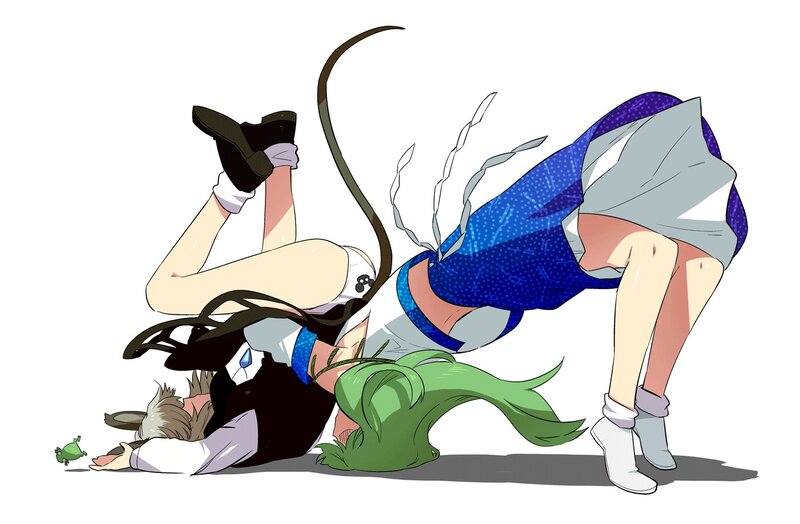 Anime characters in chaotic fall