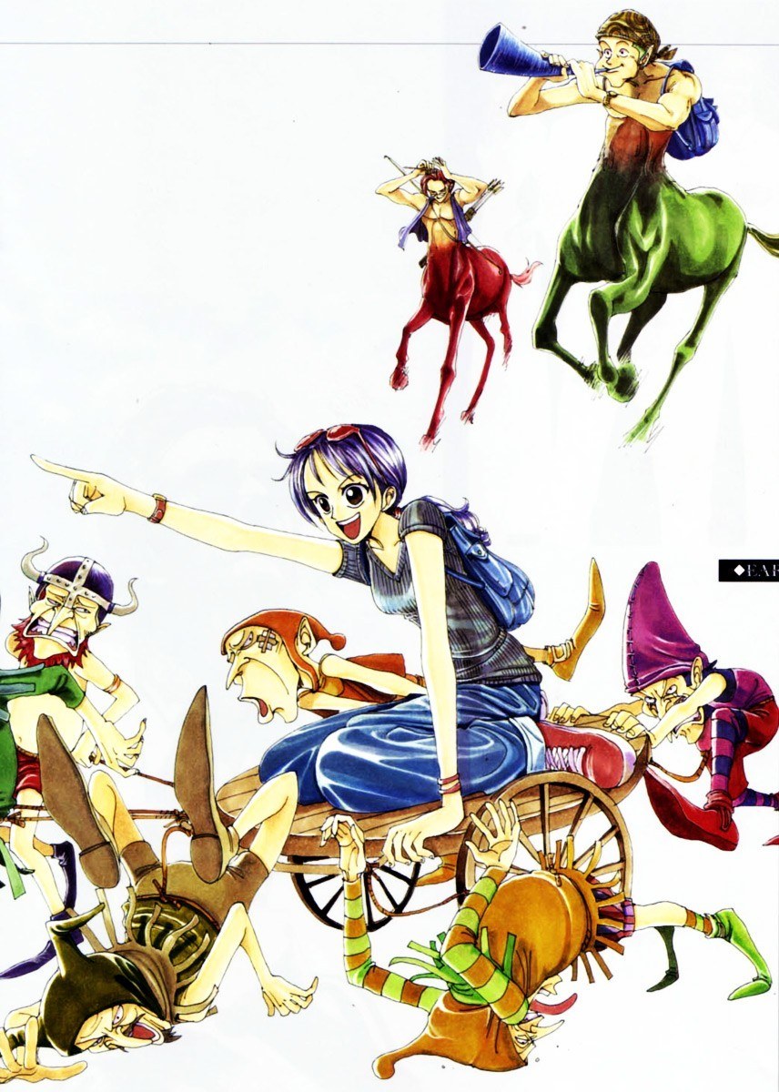 anime characters in chaotic scene