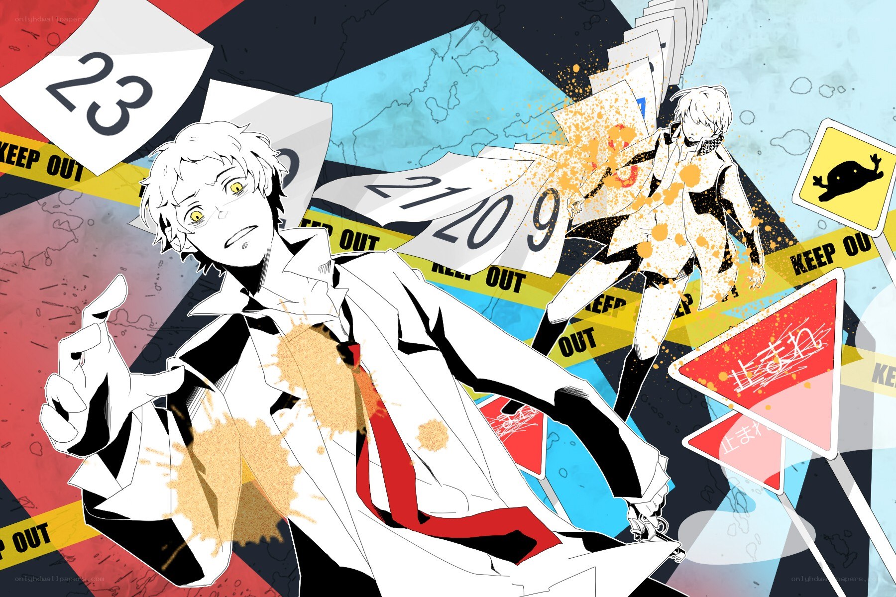 Anime characters in chaotic scene