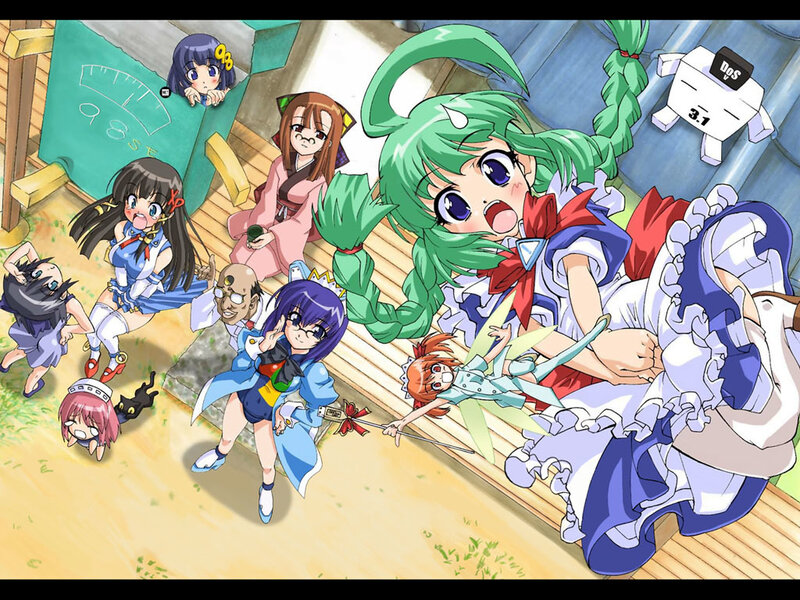 Anime characters in chaotic scene