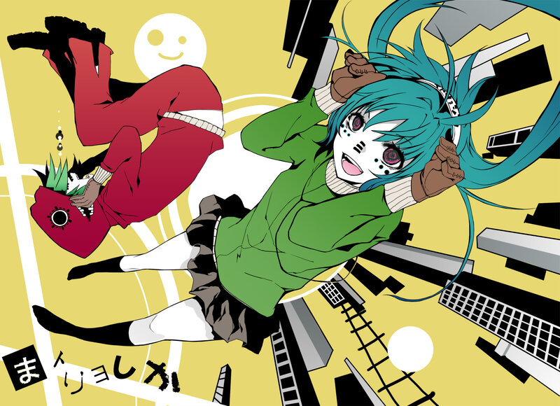 Anime characters in chaotic scene