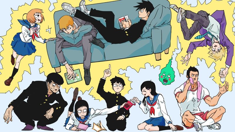 Anime Characters in Chaotic Scene — Yellow