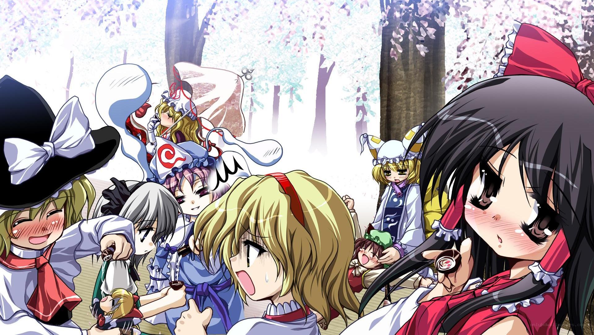 anime characters in cherry blossom