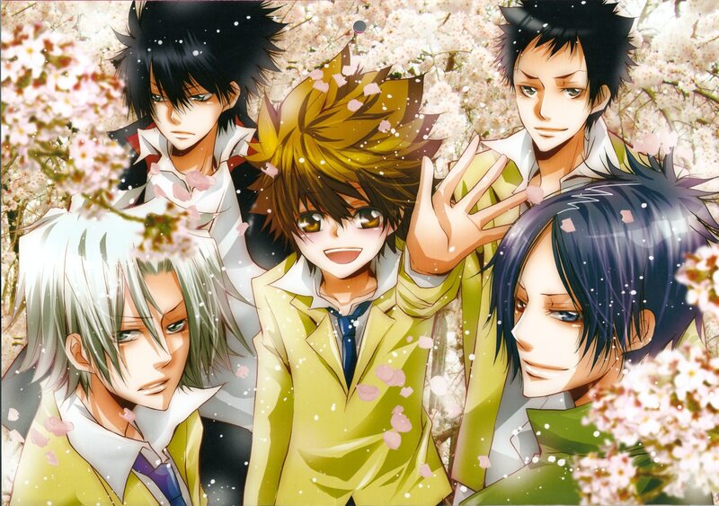 anime characters in cherry blossoms