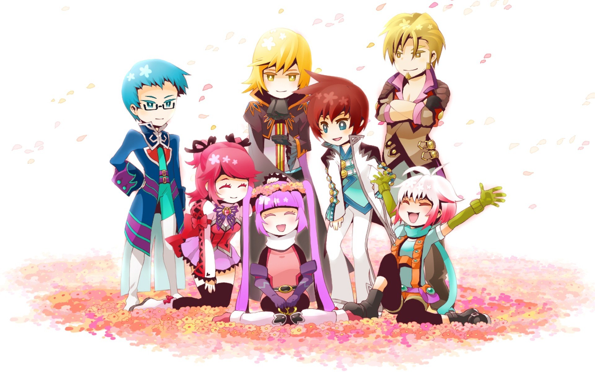 anime characters in cherry blossoms