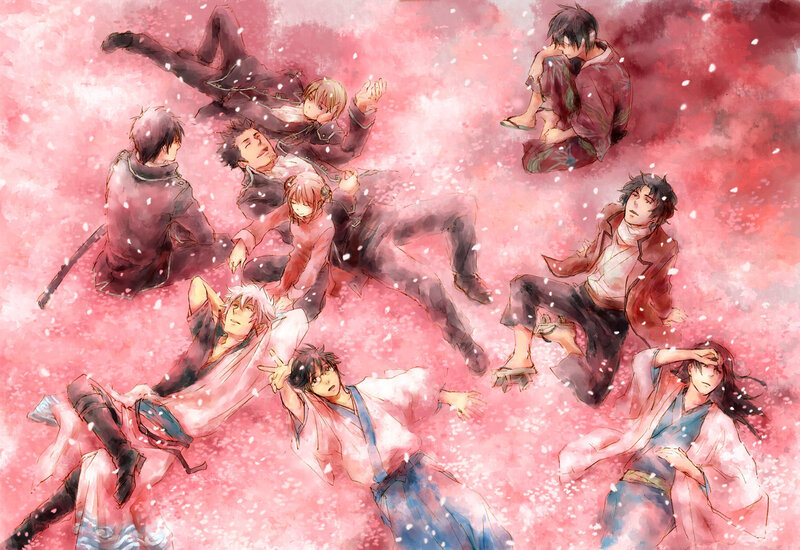 Anime Characters in Cherry Blossoms — Pink, Serene, Spring