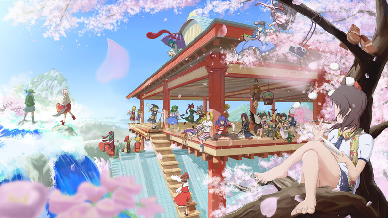Anime Characters in Cherry Blossoms — Pink, Serene