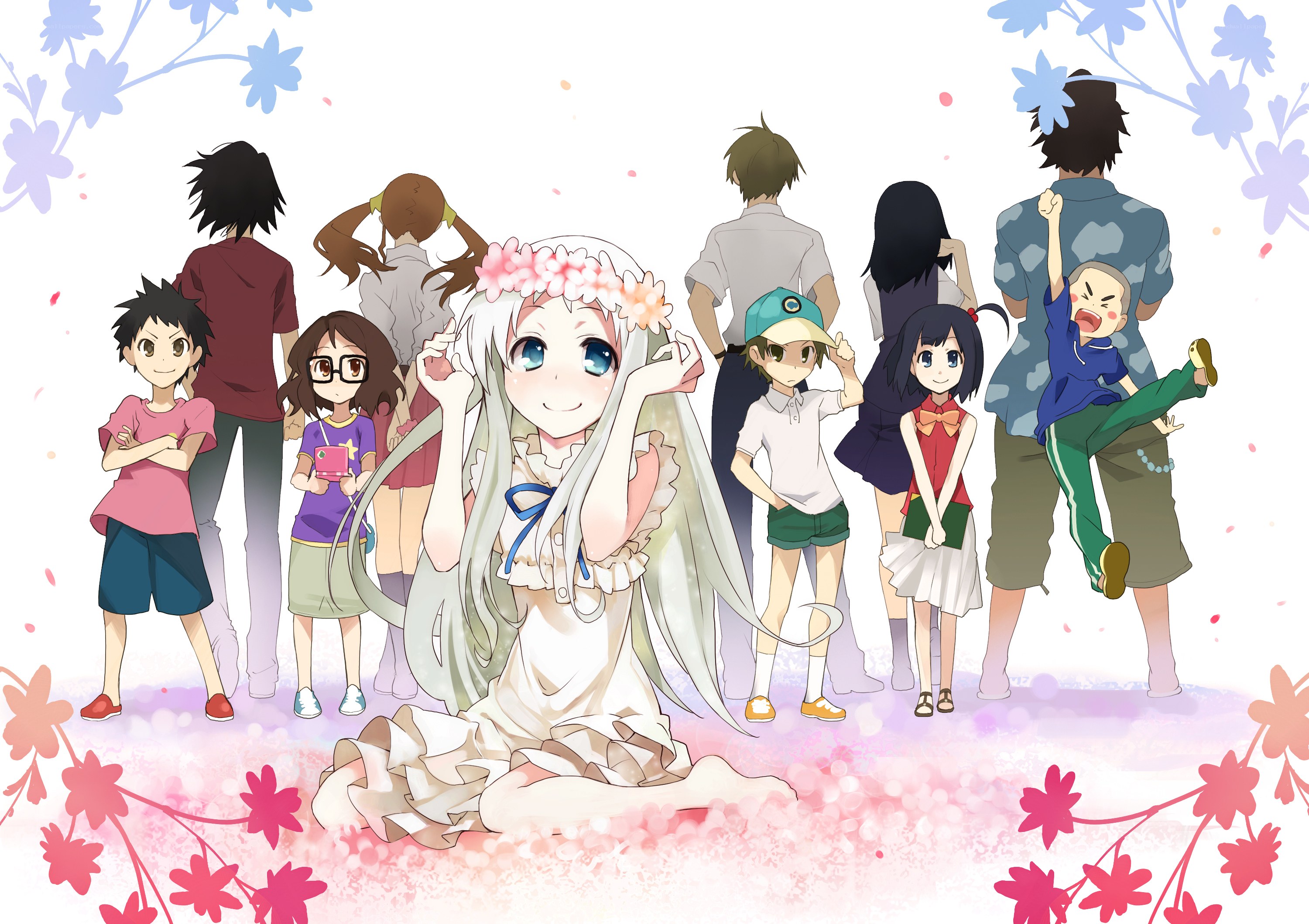 anime characters in cherry blossoms