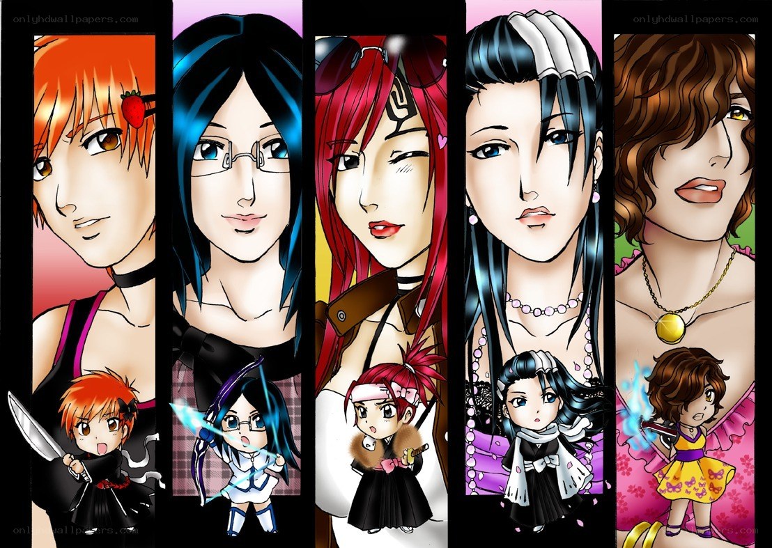 Anime characters in chibi style