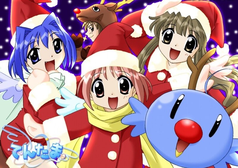 Anime characters in Christmas costumes