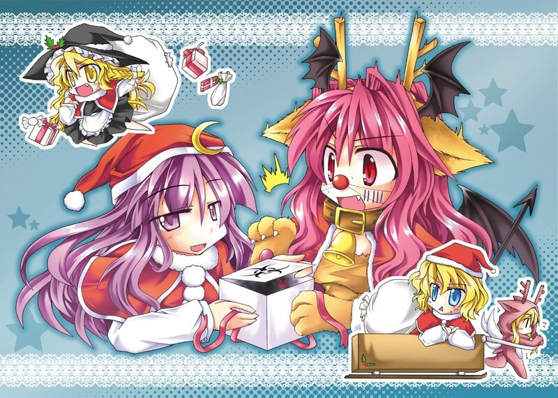 Anime characters in Christmas outfits