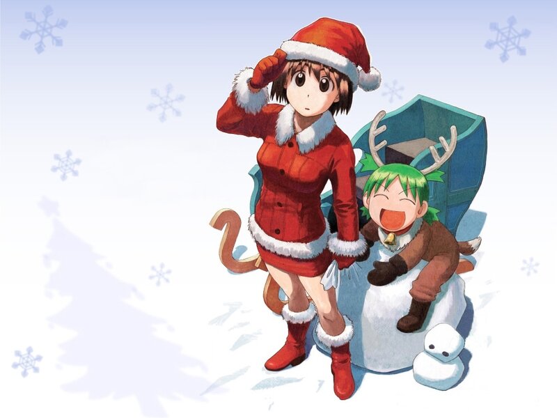Anime characters in Christmas outfits