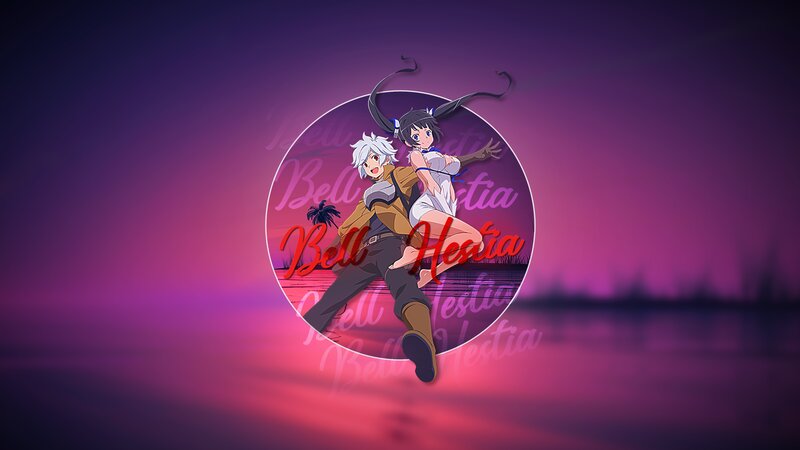 Anime Characters in Circle — Purple, Dramatic, Sunset
