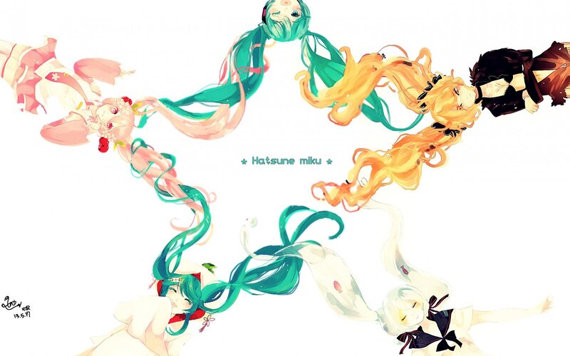 Anime Characters in Circle — White