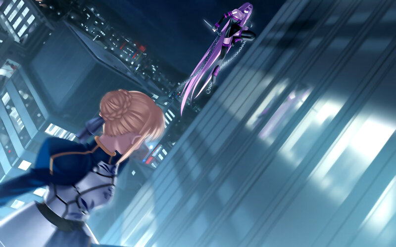 anime characters in city battle