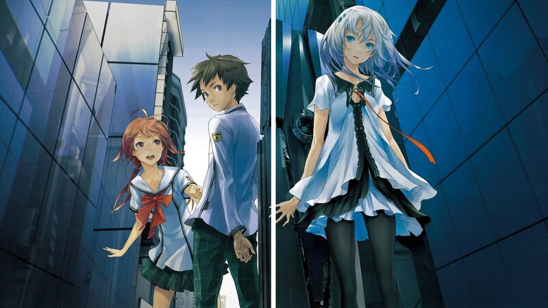 Anime Characters in City — Blue, Dramatic, Afternoon, School Uniform