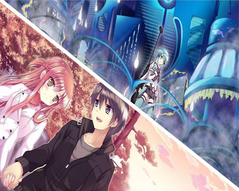 Anime Characters in City — Blue, Dramatic, Night, Cityscape