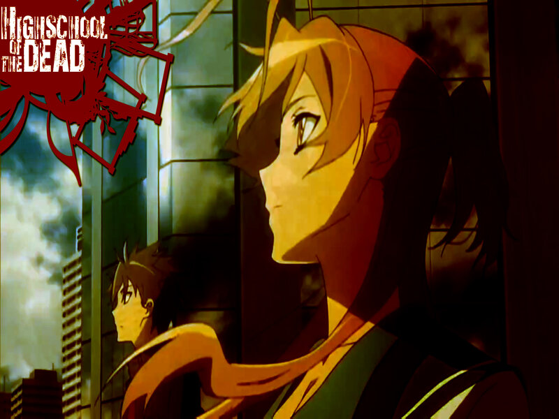 Anime Characters in City — Orange, Dramatic, Sunset