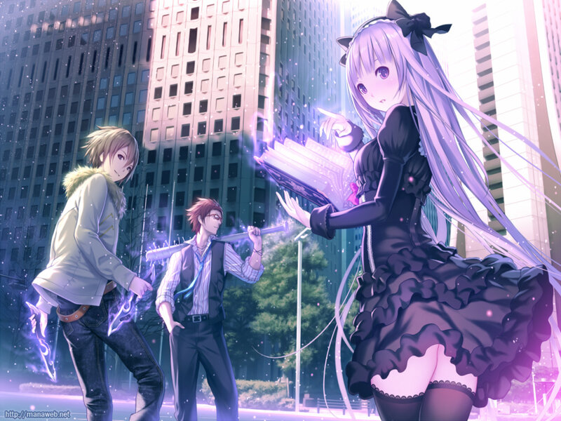 Anime Characters in City — Purple, Dramatic
