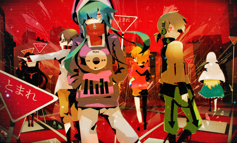 Anime Characters in City — Red, Dramatic