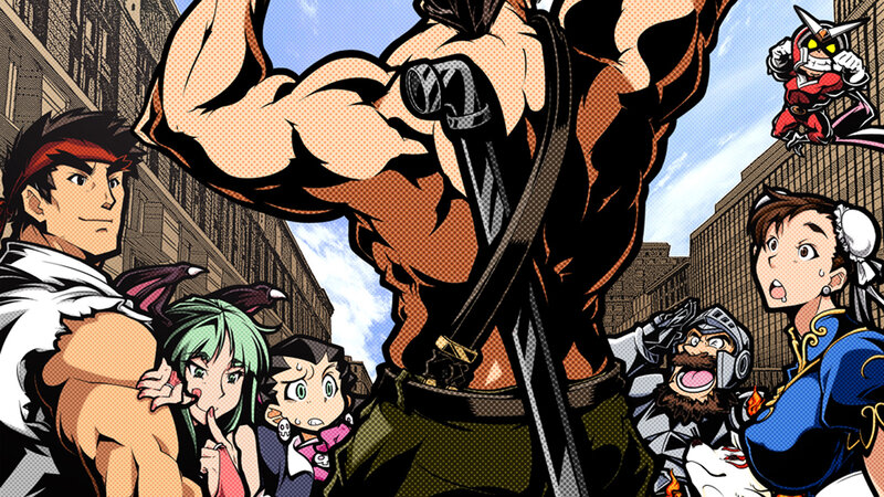 anime characters in city scene