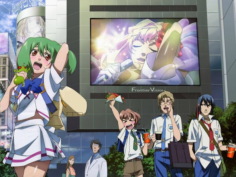 anime characters in city scene
