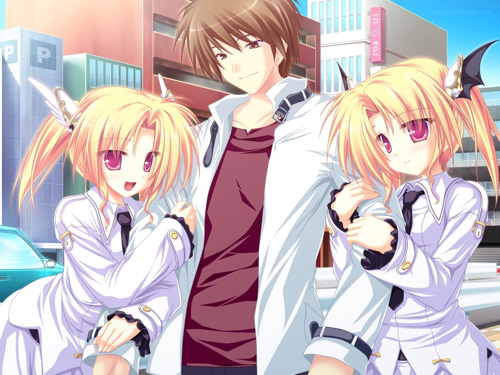 anime characters in city