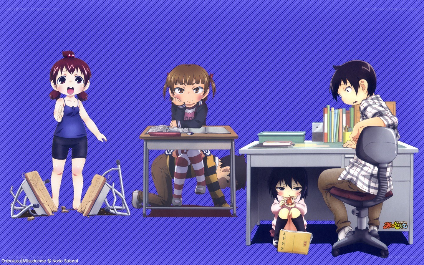 Anime characters in classroom chaos