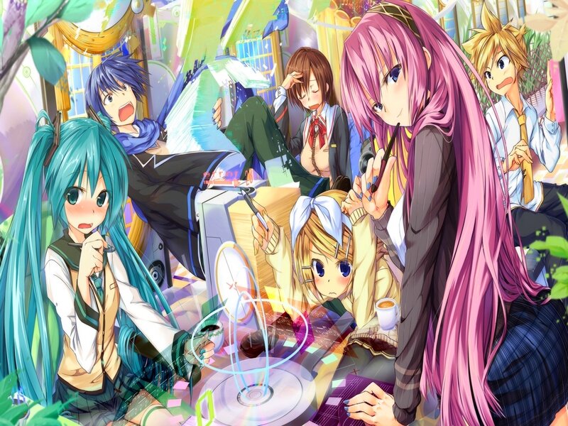 Anime Characters in Classroom — Pink, Chaotic, Digital Art