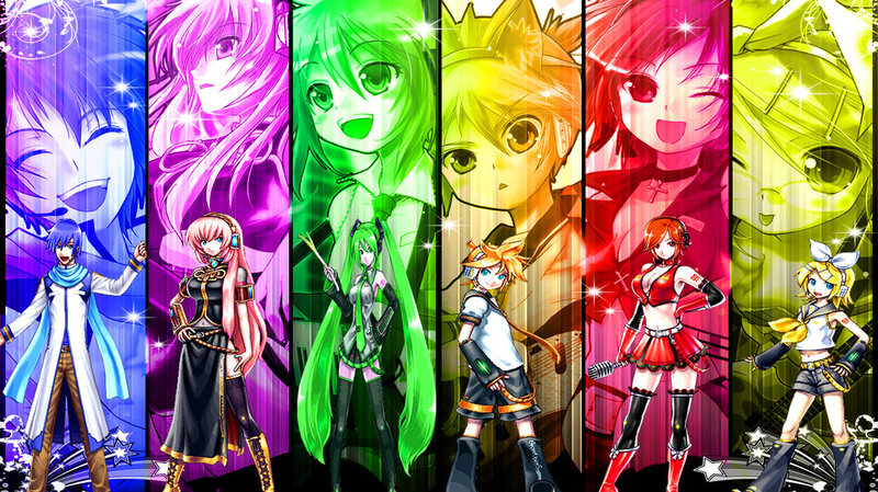 Anime Characters in Colorful Panels — Blue
