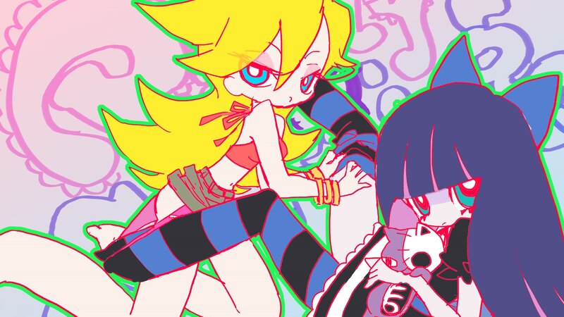 anime characters in colorful scene