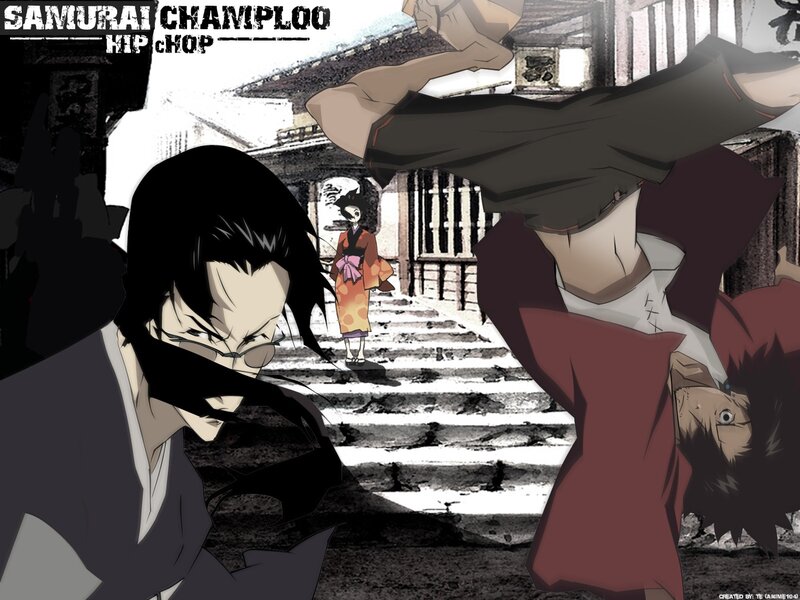 Anime Characters in Combat — Black, Dramatic, Samurai