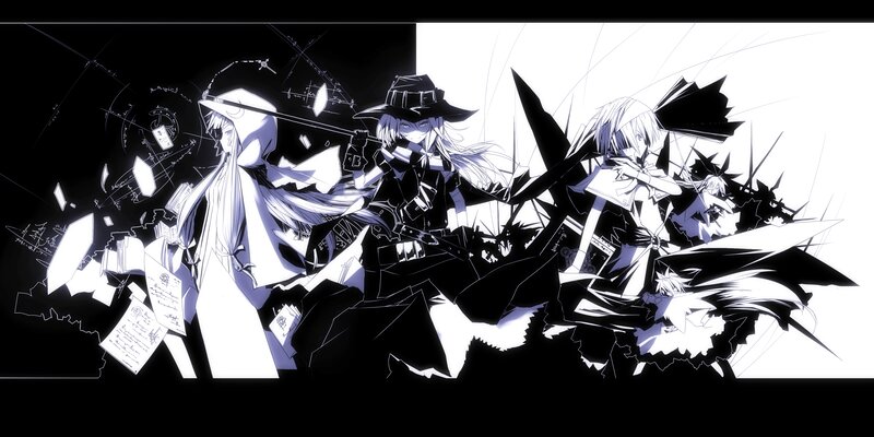 Anime Characters in Combat — Black, Dramatic