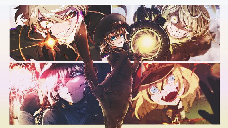 Anime Characters in Combat — Brown, Dramatic, Intense