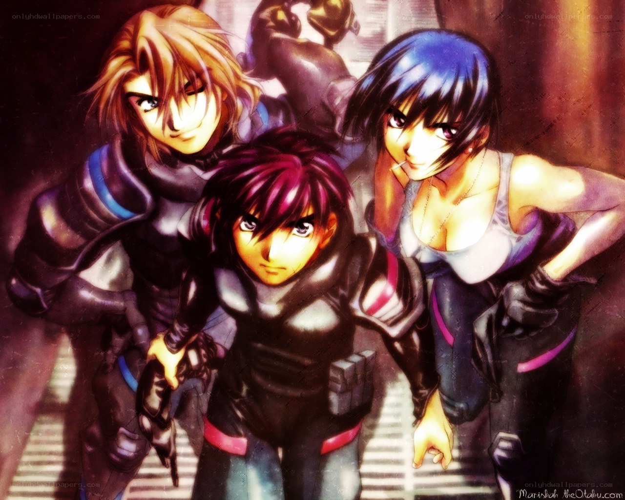 anime characters in combat gear