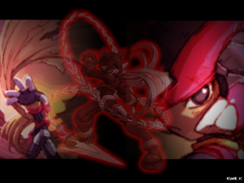 Anime Characters in Combat — Red, Dramatic, Digital Art