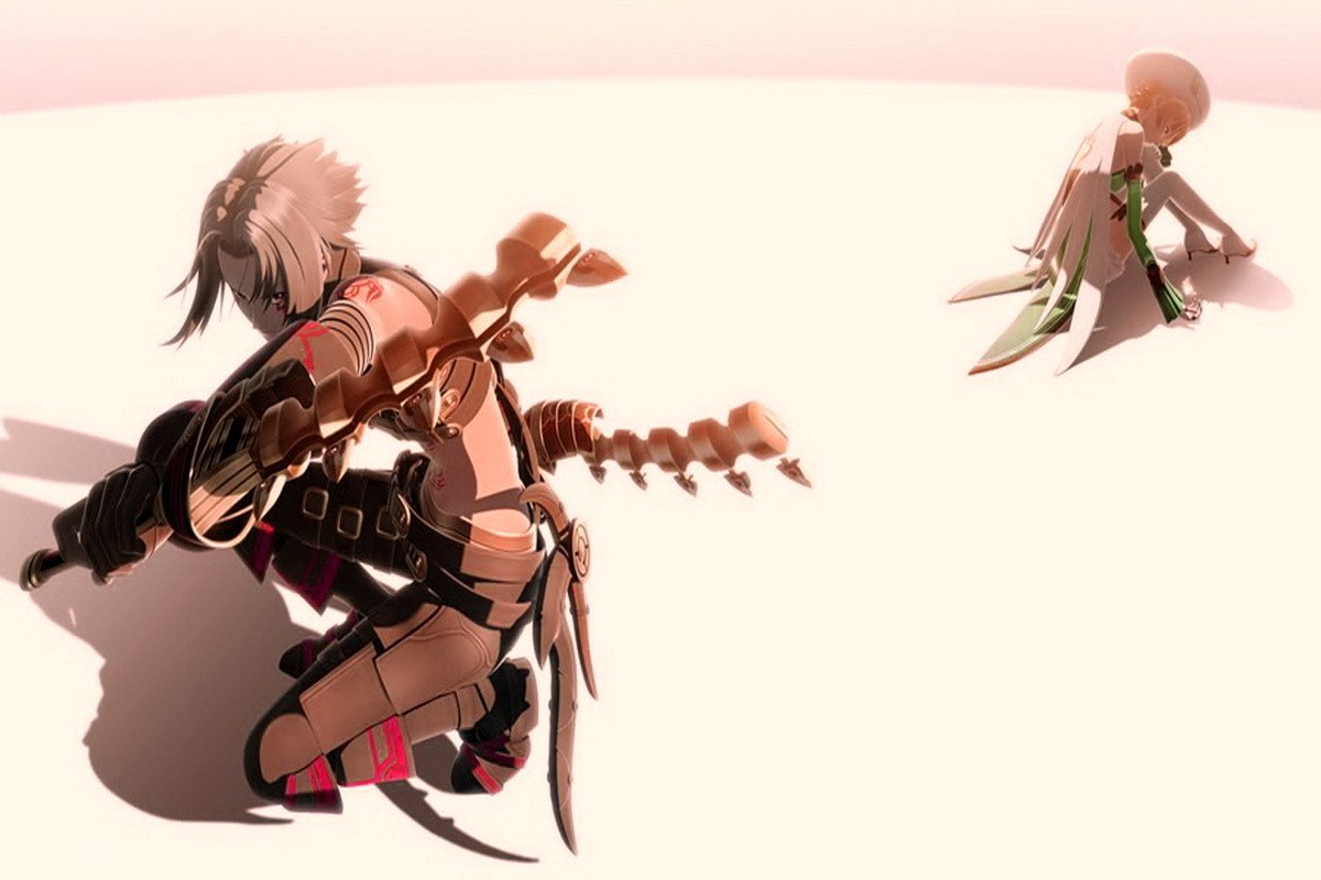 Anime characters in combat stance