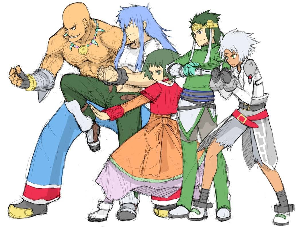 anime characters in combat stance