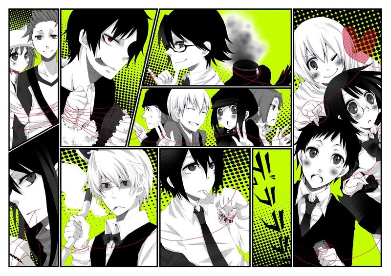 Anime characters in comic panels