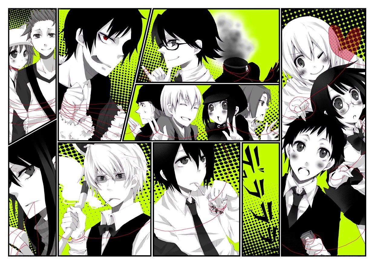 Anime characters in comic panels