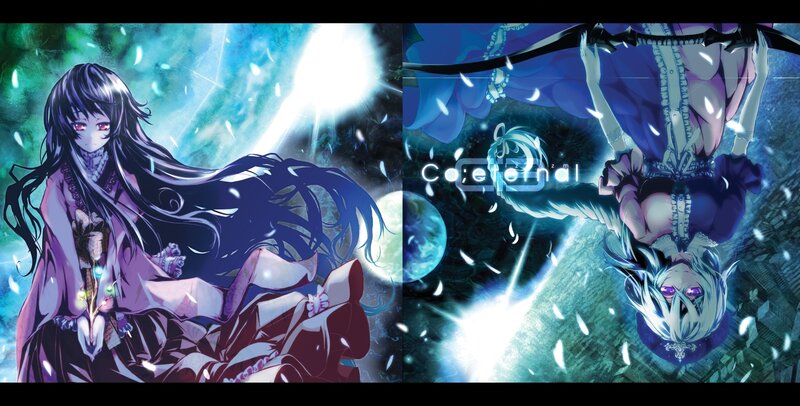 Anime characters in cosmic scene