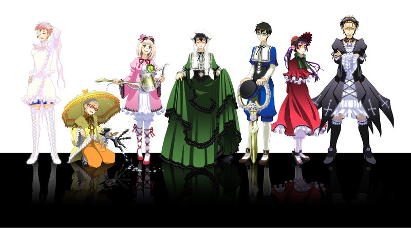 Anime Characters in Costumes — Black, Dramatic, Umbrella