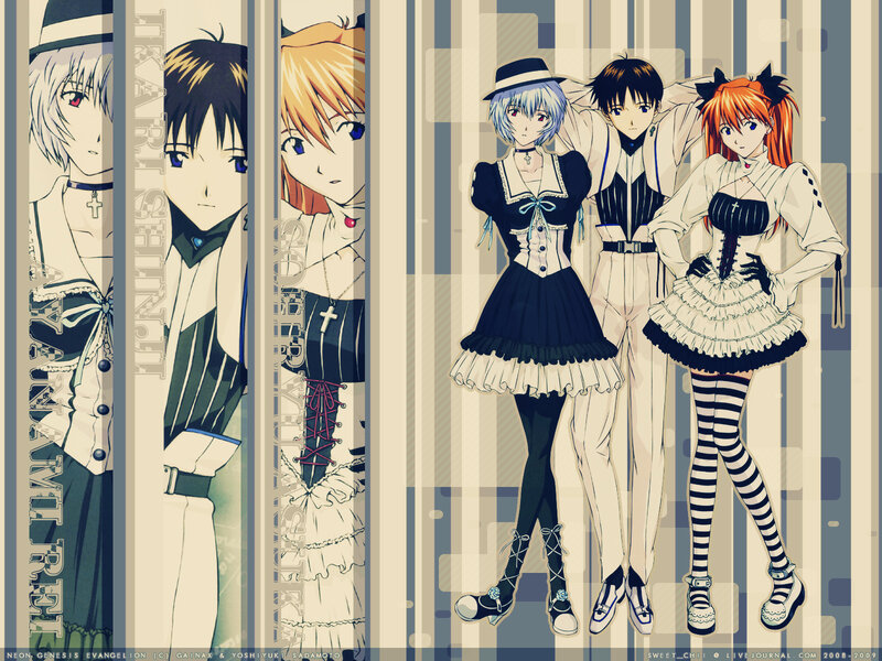 Anime Characters in Costumes — Blue, Dramatic