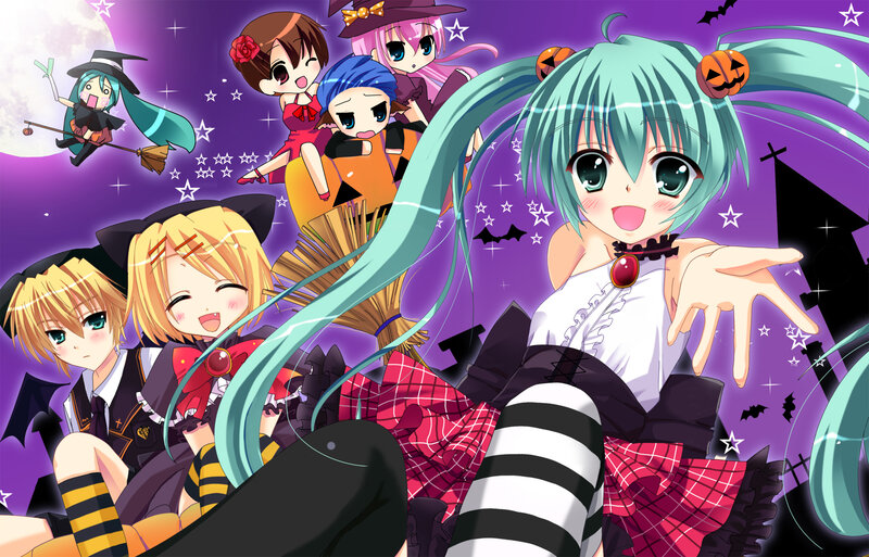 Anime Characters in Costumes — Purple, Festive